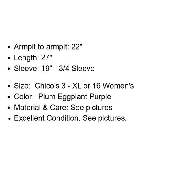 Chicos Traveler Top 3 Womens XL Plum Purple Slinky Stretch Knit Pullover Blouse - Picture 4 of 13